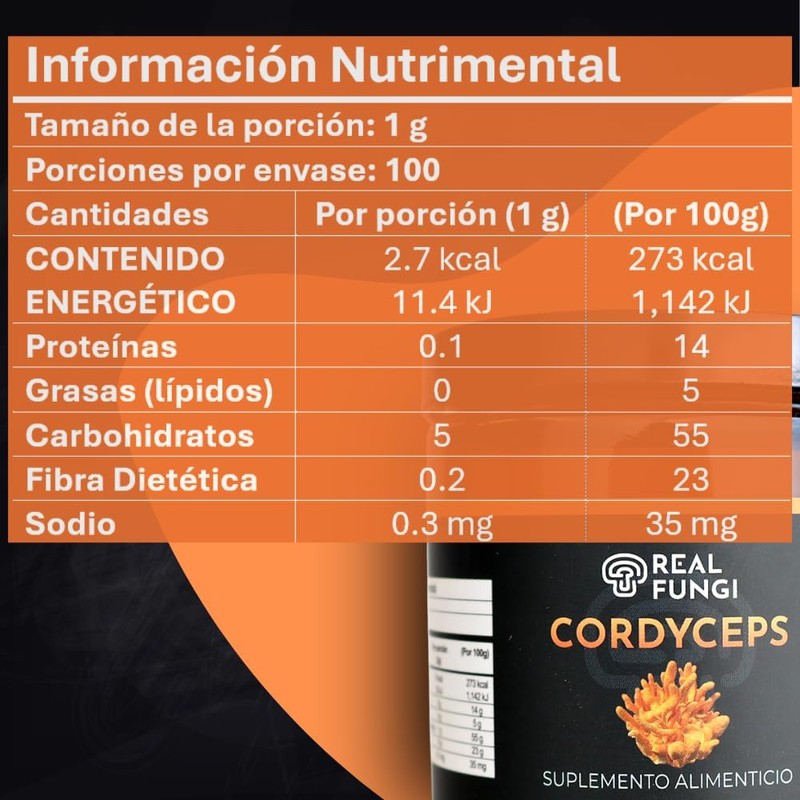 Cordyceps Suplemento en polvo de extracto de hongo - (100g)