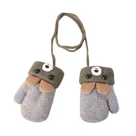 Baby Winter Mittens Knitted Gloves with Fleece Lined Hang Neck Mittens for Baby Boyes Girls 0-3 Years