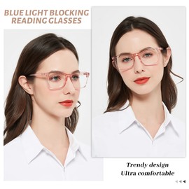 OCCI CHIARI Computer Reading Glasses Womens 6.0 Stylish Blue Light Blocking Readers 1.0 1.25 1.5 1.75 2.0 2.25 2.5 2.75 3.0 3.5 4.0 5.0 6.0 (Pink,6.0)