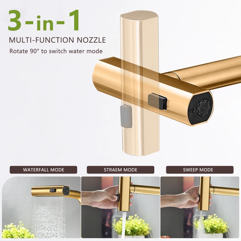 Modern Single Handle Pull Out Stainless Steel Kitchen Sink Faucet