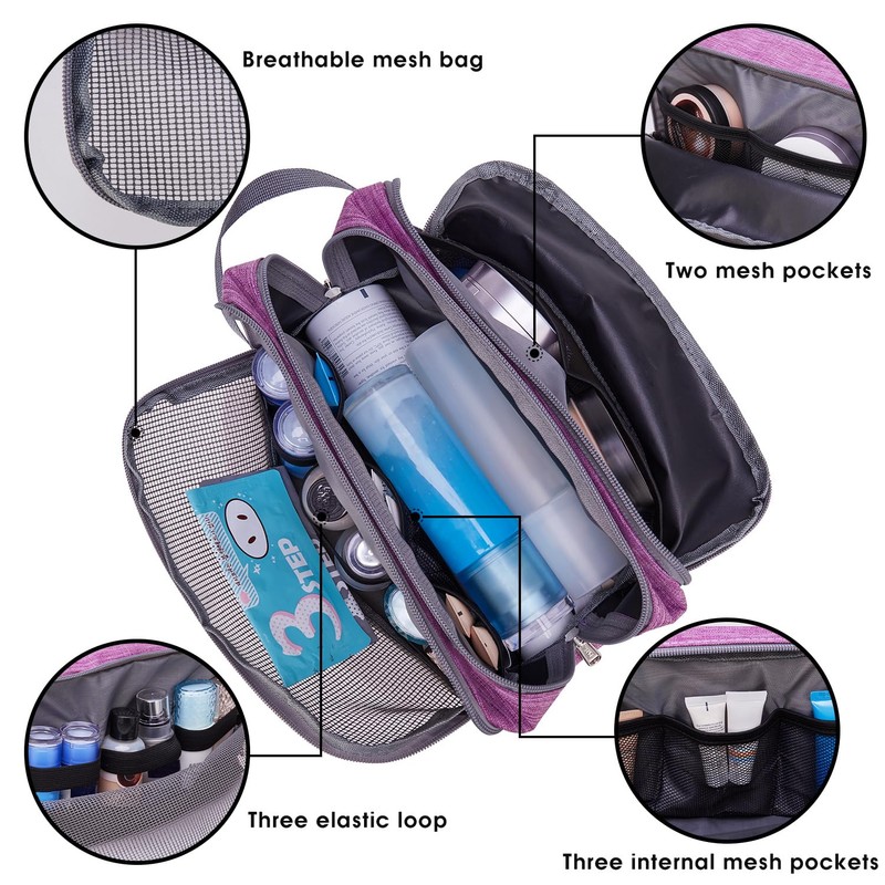 WANDF Toiletry Bag Water-Resistant Nylon Travel Wash Bag Lightweight Dopp