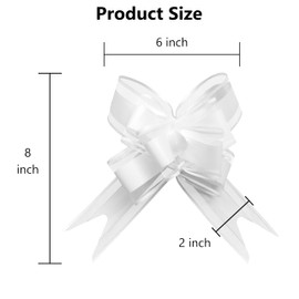 jefyghe Pull Bows for Gift Wrapping 10 PCS White Gift Bows for Presents 6 Inch Large Bows for Wedding Basket Birthday Party Gift Boxes and Flower Decorations