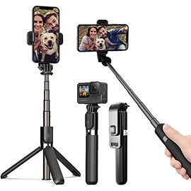 Palo Selfie Trípode con Luz de Ajustable, 360°Rotación Extensible Selfie Stick Inalámbrico Palo Selfie Trípode, para Transmisión en Vivo al Aire Libre/Maquillaje/Youtube Video