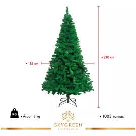 Skygreen Arbol De Navidad Pino Artificial 2.10m Frondoso Follaje Color Verde Tamaño G