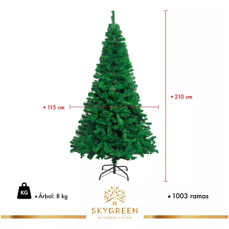 Skygreen Arbol De Navidad Pino Artificial 2.10m Frondoso Follaje Color