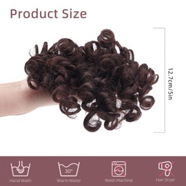 NICENEEDED Brown Short Afro Kinky Curly Bangs Clip, Kinky Curly Clip In Bangs, Wig Piece Front Fringe Hair Pieces Bangs for Women Clip in On Hair Extensions
