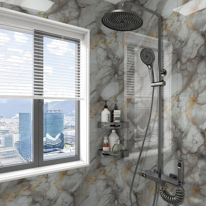 WAPANE Peel and Stick Tile Shower Waterproof Marble Tiles Wall