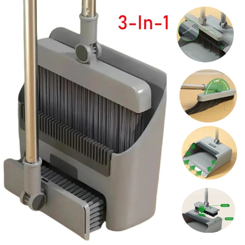 Broom and Dustpan Set Lightweight Upright Lobby Broom and Dust