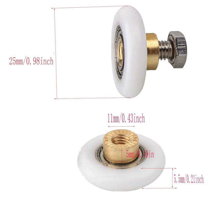 Shower Door Rollers，Roller Diameter 25mm, The Bathroom Glass Door Replacement