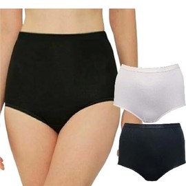 iTRONiK Women's Ladies 100% Cotton Incontinence Pants Washable with Pad Briefs Knickers (White, M)