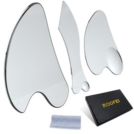 ROOFEI 3 x Gua Sha Stone - Stainless Steel Gua Sha Stone, Gua Sha Massage Tool, for Jaw Shaping & Swelling Reduction & Slimmer Face & Contouring - Lymphatic Drainage Massage Scraper (Silver)