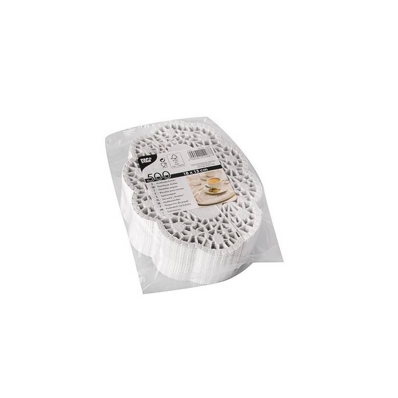 500 piece, Demitasse doilies, oval, 18 x 13 centimeter, white,