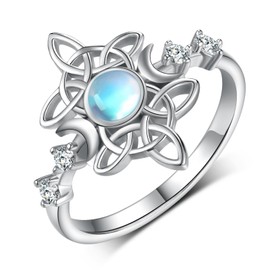 SCZKLAQ Witches Knot Ring 925 Sterling Silver Witch Rings Good Luck Irish Pagan Celtic Knot Wiccan Jewelry Gifts for Women (Witch Rings - 8)