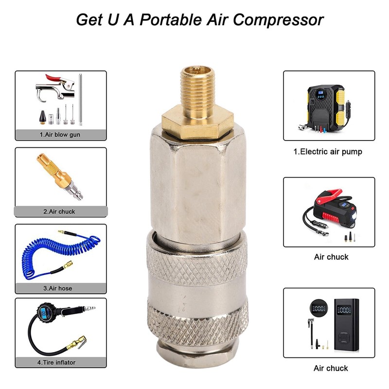 Air Inflator Adapter, 2 Pack Portable Air Compressor Adapters Heavy