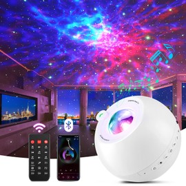 PIKOY Star Projector, 105 Effects+Dimmable Galaxy Projector Light for Bedroom, 15 White Noises+Bluetooth Galaxy Light, Remote+Timer Sensory Lights