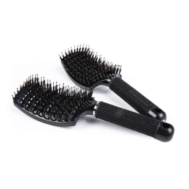 Premium Boar Bristle Hair Brush Set – Vented Design for Quick Blow Drying, Detangling Nylon Pins, Curved & Oversized Head for Maximum Scalp Contact – Benefits All Hair Types – Pack of 2