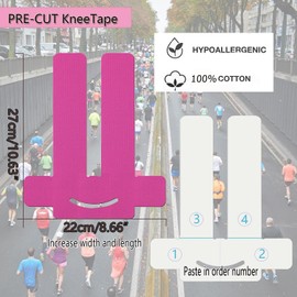 ANAMPION Kinesiotapes Vorgeschnitten for Knees,10Stück Wasserfestes kinesiotape für Knee Schmerzlinderung,Original Baumwolle Knie Tape für Sport&Dauerhafte Unterstützung (Schwarz+Blau+Rosa, 10 Stück)