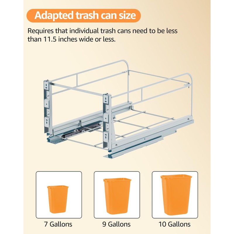 RUNMI Double Pull Out Trash Can Under Cabinet with Door