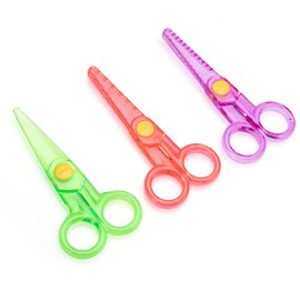 Child-safe Plastic Scissors Set by Phildim (3 Pack With 3 Different Patterns Straight/Wavy/Zigzag, Rounded-tip, 4.9 Inch) - 4.9’’ Safety Blunt Pre-school Kids Toddler Training Scissors PD-039-B