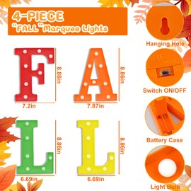 4PCS Fall Decorations for Home - Fall Lights Signs, Thanksgiving Table Centerpiece Fall Party Decorations for Fireplace Wall Indoor Harvest Autumn Home