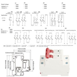 1000V DC Circuit Breaker 50A C50 2P Top Hat Rail Home Overload Protection Air Switch Circuit Breaker for Home Lighting Distribution Lines Solar PV System