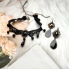 Dishowme Crystal Velvet Necklace Earrings Set Gothic Lace Collar Necklace