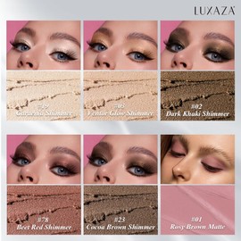 LUXAZA 6PCS Cream Eyeshadow Stick Makeup Sets, Metallic And Matte Shimmer Eye Shadow Eye Brightener Stick Pencil Crayon, B01-Pink Brown