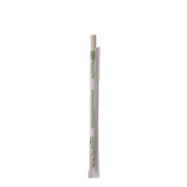 Eco-Products Compostable Plastic Straws, 7.5" Long, 6mm Diameter, Case of 2000, Natural White Wrapped Disposable Plant Based PHA Plastic, Standard Sized Drinking Straws, ASTM Compliant, BPI-Certified