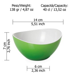 omada Design Set of 3 Plastic Bowls, Two-Tone, 40 cl, Shatterproof, Stackable, Dishwasher Safe, Trendy Line