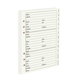suituts Address Book Refill Pages with Alphabetical Tabs, Large Print 600 Contacts Refillable Pages, A5 6-Ring Address Page for Senior Home Office