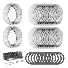 AWAVM 40pcs Hair Pins with 20pcs Invisible Hair Nets &10pcs Hair Bands,Elastic Edge Mesh Hair Nets for Bun in Individual Package,U Shape Bobby Pins for Ballet Dancers Nurse Women