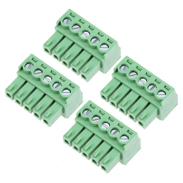 sourcing map 4Pcs AC300V 8A 3.81mm Pitch 5P Flat Angle