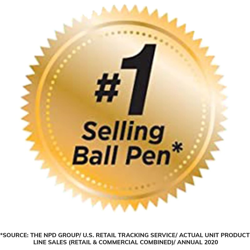 BIC Round Stic Xtra Life Black Ballpoint Pens, Medium Point