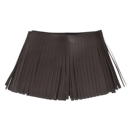 sourcing map 1 Yard 4 Inch PU Faux Leather Fringe Trim Double Side Leather Sewing Tassel Fringe for DIY Sewing Dress Crafts Skirt Decoration, Coffee