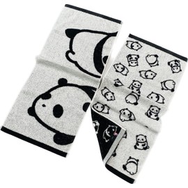 kainoo Imabari Towel, Face Towel, Set of 2, 13.4 x 31.5 inches (34 x 80 cm), Made in Japan, Imabari, 100% Cotton, Skin-friendly, Cute, 100% Cotton, Panda Pattern, Kindergarten, Nursery School, Camping