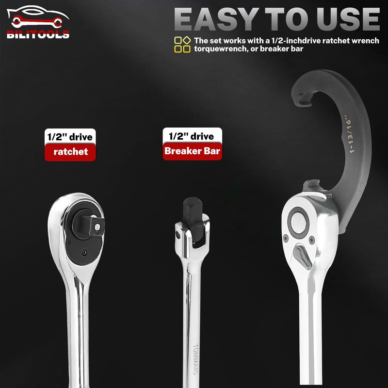 BILITOOLS 5 Piece Tie Rod Adjuster Tool Set, Steering Tie