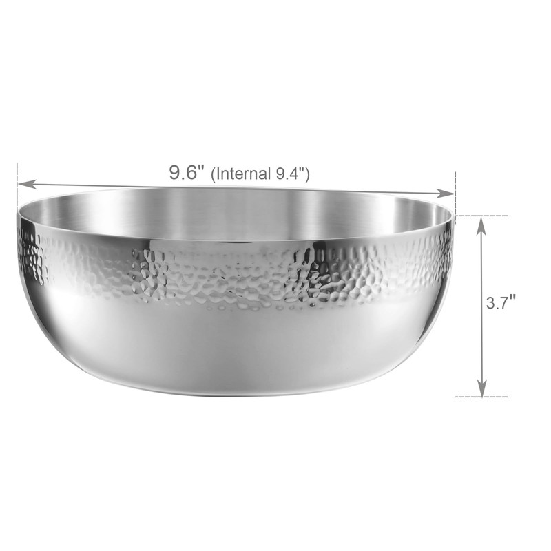 Brightalk 100oz Stainless Steel Hammered Salad Bowl, Large Fruit Popcorn