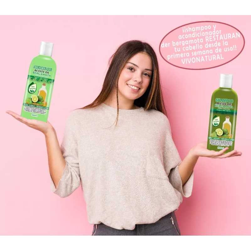 VIVONATURAL Shampoo Aceite Bergamota 1l + Shampoo Aceite Árbol De
