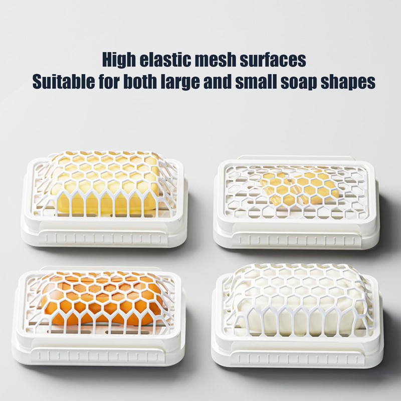 Soap Case,Double-Layer Soap Saver | Mesh Structure, No Drilling, Space-Saving
