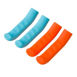 2 Pairs Silicone Brake Lever Covers for Bikes - Anti-Slip Handle Sleeves, Fits Mountain & Road Bicycles (Blue & Orange)