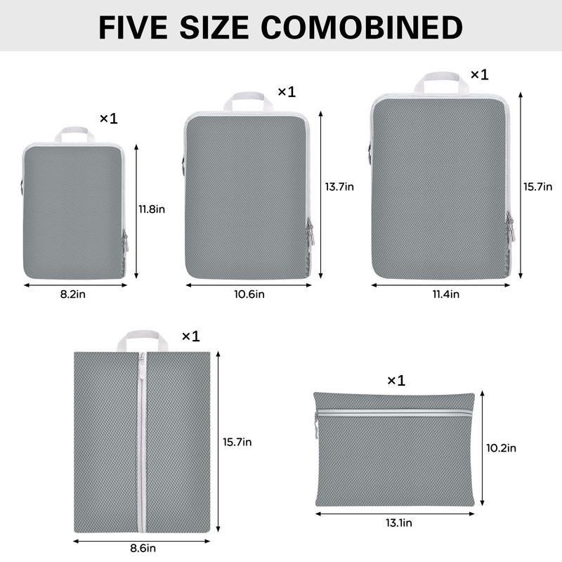 Compression Packing Cubes Set, Ultralight Expandable Travel Organizers for Carry