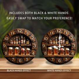 Wooden Clock Pub Bar Shelf Beer Mug Liquor Decor 10-Inch Wooden Wall Clock, Silent Movement, Battery Operated (AA Batteries Not Included), Artistic Home Decor, Perfect for Home Accents