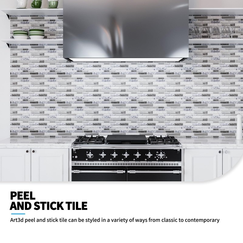 Art3d 10 Sheets Peel and Stick Brick Kitchen Backsplash Self-Adhesive