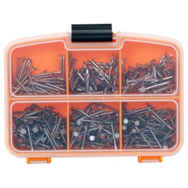 Netzerkoz 500 Pieces Wooden Nail Set, 5 Art Nail Sets, Nail Assortment with Storage Box