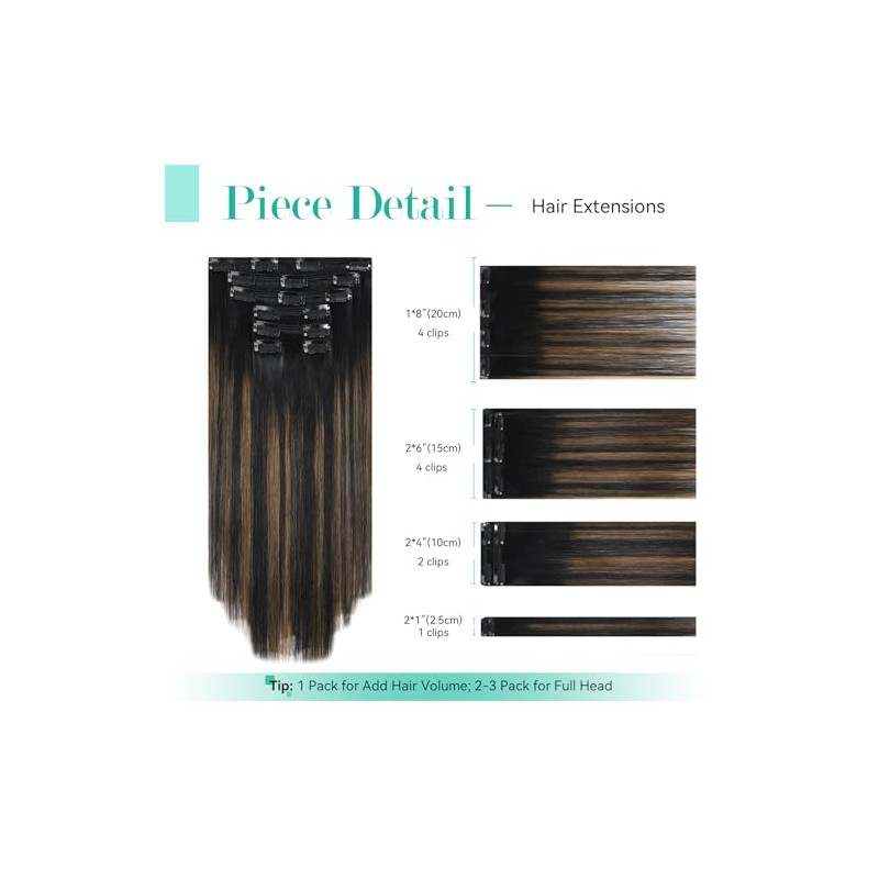 Ukira Extensiones De Cabello Con Clip En Cabello Humano Real,