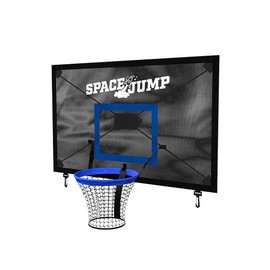 SpaceJump AstroJam Trampoline Basketball Hoop and Net Set Attachment, Outdoor Accessory for Active Backyard Play, Black/Blue