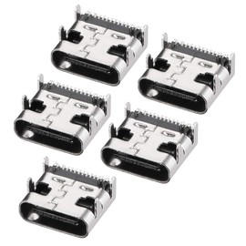 sourcing map PCB USB Connector Type C 3.1 16 Pin Female Connector Quick Charge Socket Pack of 5