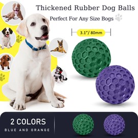 CHEODIN 2 Pack Indestructible Squeaky Dog Balls for Aggressive Chewers, Durable Rubber Chew Toys for Teething, Anxiety Relief Perfect for Large, Medium Breeds, Indoor Outdoor Use