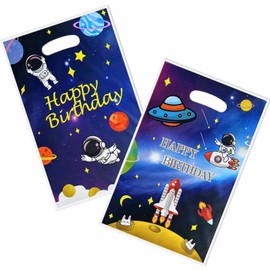 30pcs Outer space Party Gift Bags, Outer Space Birthday Party Supples. Plastic Goodies Candy Snack Bag for Kids