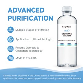 20 oz 12-Pack Distilled Water for CPAP Machines | Made in USA | Use with ResMed and Respironics Machines | Travel-Friendly, Clean, Multi-Use